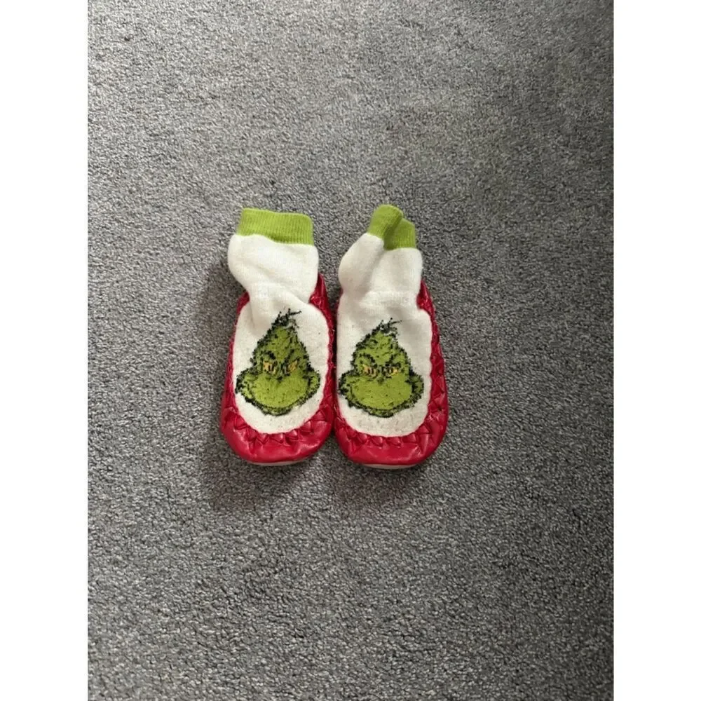 Hanna Andersson Grinch Moccasin Slippers Sz 10-12